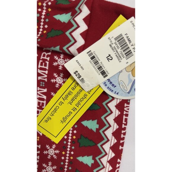 Holiday Lane Kids Christmas Pajama Set Red Merry Fairisle 2-Piece Size 12 NWT - Picture 5 of 6